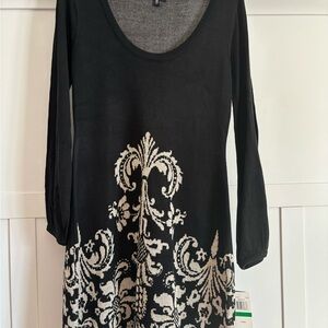 XOXO Elegant Black Dress with White Pattern